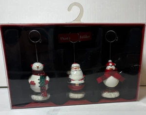 St. Nicholas Square Christmas Santa Snowman Photo Holder Set of 3 Picture - Picture 1 of 6