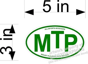 3" x 5" CUSTOM VINYL DECALS OVALS FOR CAR WINDOW FUNDRAISER SPORTS SCHOOLS  50 - Picture 1 of 1