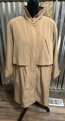 Vtg Misty Harbor Trench Rain Coat Jacket Womens Large Tan Lined classic Spy - Image 1 of 4