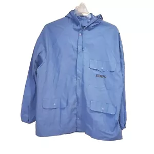 Stearns Blue Vinyl (PVC) Rain Jacket Men's Size XL Snaps Full Zip Pockets VGUC - Picture 1 of 5