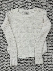 Abercrombie Kids Girls White Sweater size S/10 Knit Pullover Laced Back - Picture 1 of 6