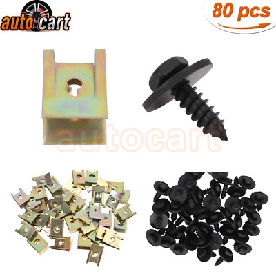 Tuerca en U Tornillo hexagonal Sujetador de velocidad Bandeja inferior Clip de chapa Fijación 80 un. para BMW Foto 1 de 4