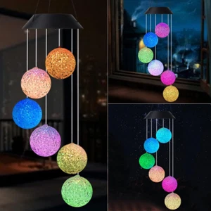 Solar Wind Chime outside Color Changing Ball Wind Chimes, LED Mobile Solar Lamp - Picture 1 of 8