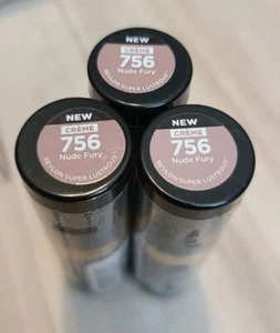 3x Revlon Super Lustrous Lipstick - Creme - 756 Nude Fury - Picture 1 of 1