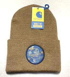 Gorra de punto CARHARTT. Parche redondo CAMO. Carhartt marrón. A-18 NwT - Imagen 1 de 3