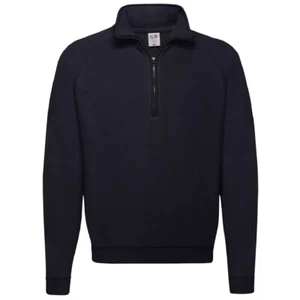 Fruit Of The Loom Mens Zip Neck Sweatshirt Top S-XXL (BC1370) - Picture 1 of 11