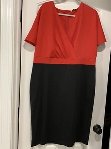 Grace Karin Dress Womens Size 3XL Black and Red Faux Wrap Top Sheath Midi Maxi - Picture 1 of 5