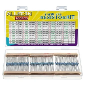 1/8W Metal Film Resistor Kit from 1 Ohm to 6.8M Ohm 48Values 1/8 Watt 1% - Picture 1 of 5