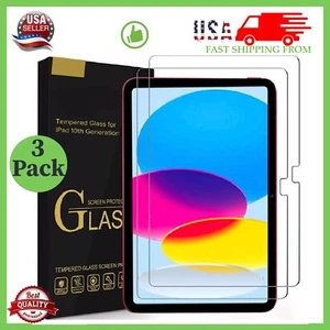 (3 Pack) Glass Screen Protector for iPad 10th Generation (10.9 inch 2022 models) - Picture 1 of 12