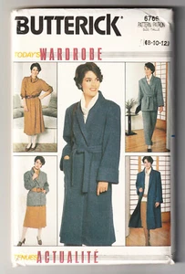 Butterick 6768 Abrigo Chaqueta Falda Top Pantalones Armario 8-10-12 Patrón de Costura SIN CORTAR - Imagen 1 de 2