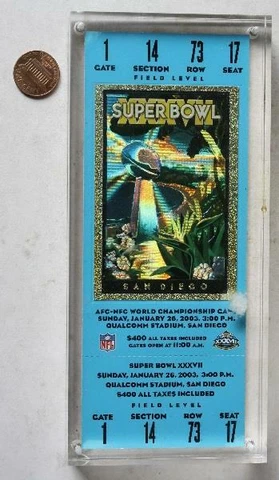 1988 NFL Tampa Bay Buccaneers Super Bowl Champs FULL ticket VS. Oakland Raiders! Cover