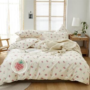 DREAMINGO Cotton Strawberry Duvet Cover Set King Cute Strawberry Bedding Set ...