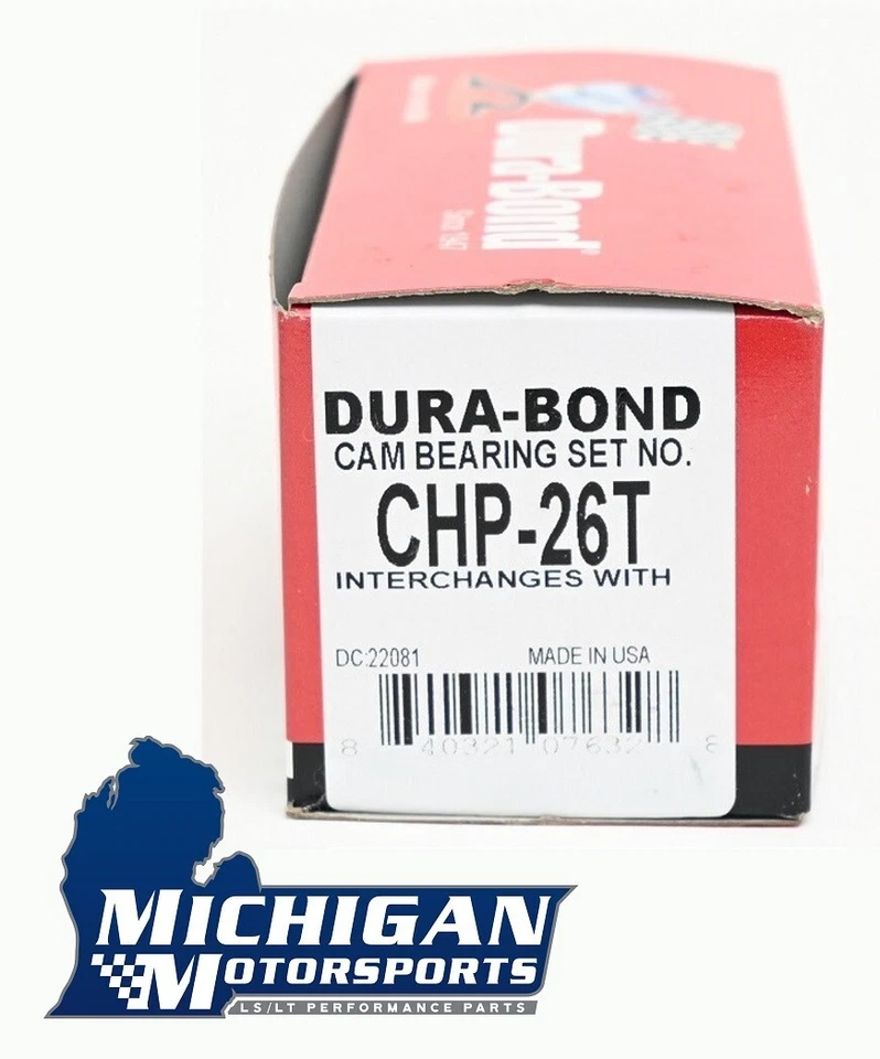 Dura-Bond CHP-26T 凸轮轴轴承适用于 2014+ 第 5 代 LT 5.3L 6.2L LT1 L83 L86 LT4 — 第 1/3 张图片
