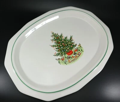 Pfaltzgraff Christmas Heritage SERVING TRAY 16" Multi-Sided Stoneware Tree USA - Image 1 of 4