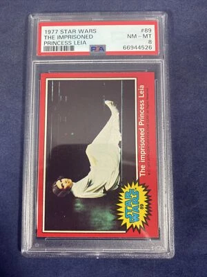 Star Wars Topps 1977 Red Imprisoned Princess Leia PSA 8 Card #89 - Image 1 of 4