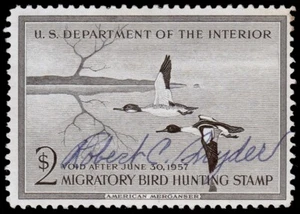 United States Hunting Permit Stamp Scott RW23 (1956) Used/Signed F, CV $12.50 W - Picture 1 of 1