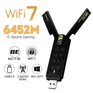 WiFi 7 USB Network Card Tri-Band BE6500 WiFi Dongles PC Wireless USB 3.0 Adapter - Picture 1 of 7