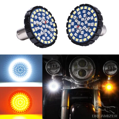 For Harley Davidson Softail 1157 LED Switchback Turn Signal Lights Inserts Bulbs - Image 1 of 4