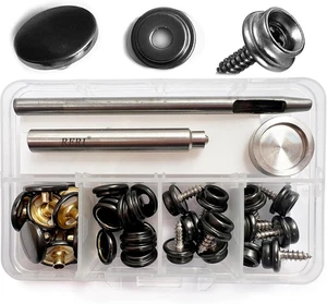 15 Mm Black Press Studs, Snap Fasteners, 12 Count, Metal, Cap Head Style, Sew... - Picture 1 of 12
