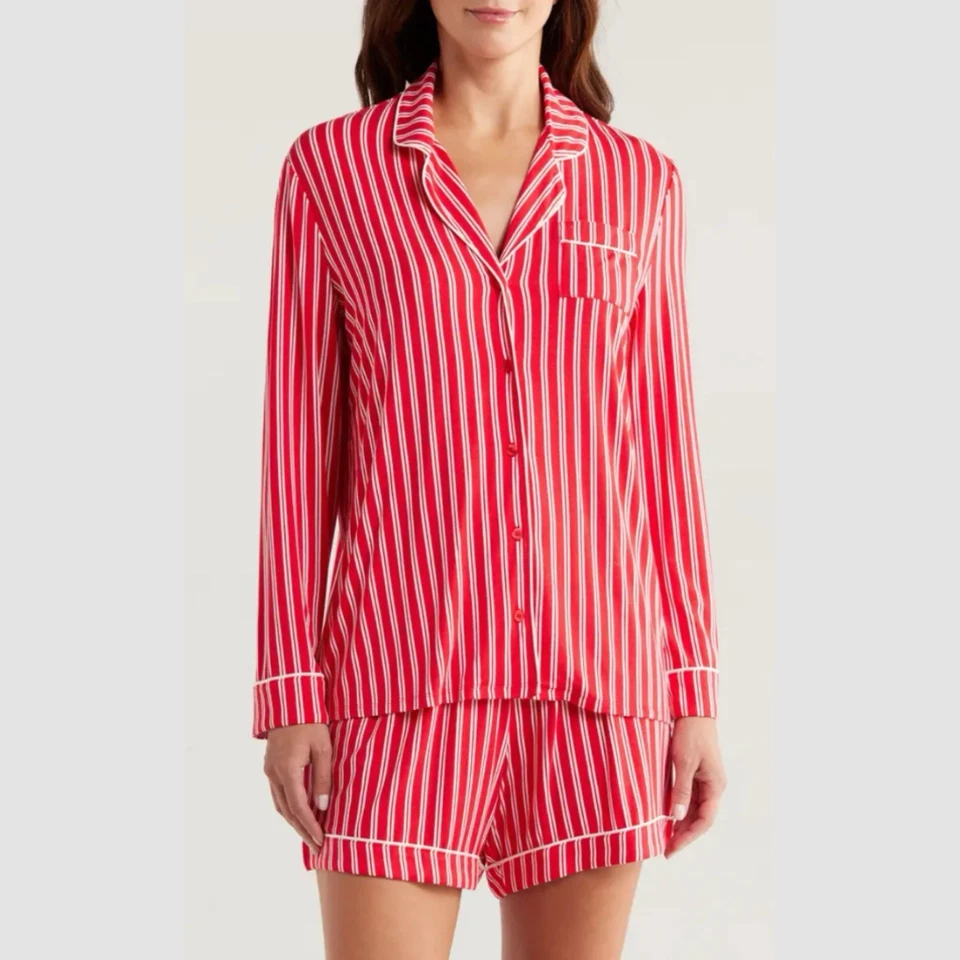 Nordstrom Moonlight Eco Tencel Pantalones Cortos Pijama Rayas M Medio Rojo Foto 1 de 4