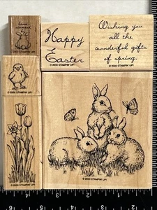 Juego de estampillas estampadas Los regalos de primavera Pascua conejito conejo flores - Imagen 1 de 5