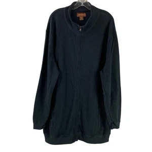 Oak Hill Full Zip Knit Sweater 100% Cotton Black Mens 2XLT - Picture 1 of 7