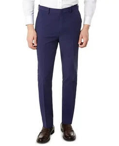 Michael Kors Montego Men's Modern-Fit Tech Stretch Solid Suit Pants Blue-34/30 - Picture 1 of 9