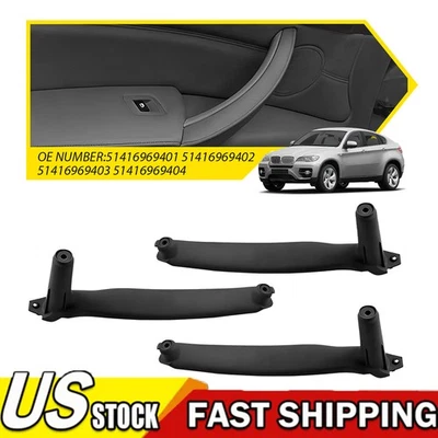 3 piezas para BMW E70 E71 X5 X6 2008-2014 negro interior manija de puerta cubierta panel de moldura Foto 1 de 4