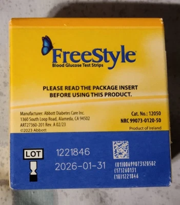 Abbott Freestyle Diabetic Blood Glucose Test Strips 50 Count Exp 01/31/2026 - Image 1 of 4