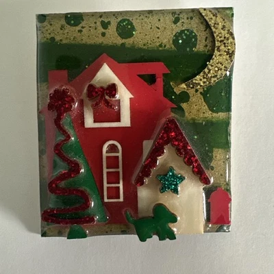 Broche prendedor vintage Lucinda casa prendedores por árbol de Navidad Lucinda, perro luna Foto 1 de 4