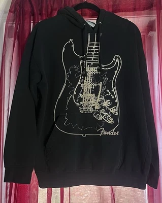 Black Fender “The Rock & Roll Lifestyle” Guitar Hoodie Sweatshirt Size Medium - Image 1 of 4