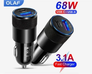 Olaf 68W PD Car Charger USB Type C Fast Charging Car Phone Adapter for iPhone OO - Picture 1 of 3