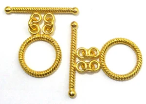 15 SET 20X33MM SOLID COPPER TOGGLE CLASP 2 STRAND 18K GOLD PLATED 581 - Picture 1 of 1