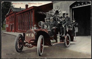 Cartolina Waterbury Vigili del Fuoco Auto Hose Company n. 1 Danziger & Berman - Foto 1 di 2