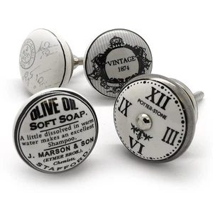 Juego de 4 perillas de cajón de armario antiguas vintage tiradores de armario PKS28 - Imagen 1 de 9