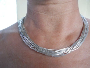 Liquid Silver multi strand necklace - Picture 1 of 4