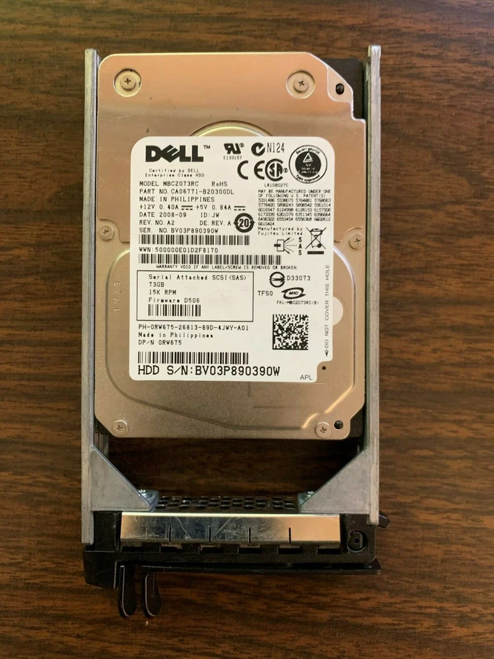 RW675 0RW675 FUJITSU 73GB 15K 2.5″ SAS Drive MBC2073RC W/Tray - Image 1 of 4
