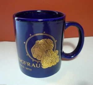 Virgo Jungfrau Coffee Mug Dark Blue With Gold Accents Horoscope Seneca - Picture 1 of 3