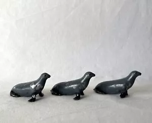 Lote de trabajo 3 x Juguete de plomo pintado británico vintage animales salvajes/zoo SEAL #585 - Imagen 1 de 10