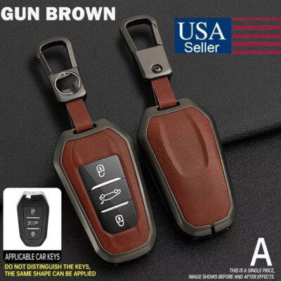 Funda Carcasa Llavero Cuero Marrón Pistola Para Peugeot 2008 3008 4008 5008 508 Foto 1 de 4