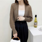 Summer Women Solid Color Hollow Out Long Sleeve Sunscreen Loose Knitted Cardigan