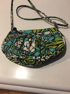 VERA BRADLEY QUILTED COTTON SMALL PLEATED FLORAL TEAL SHOULDER HOBO BAG - Picture 1 of 10