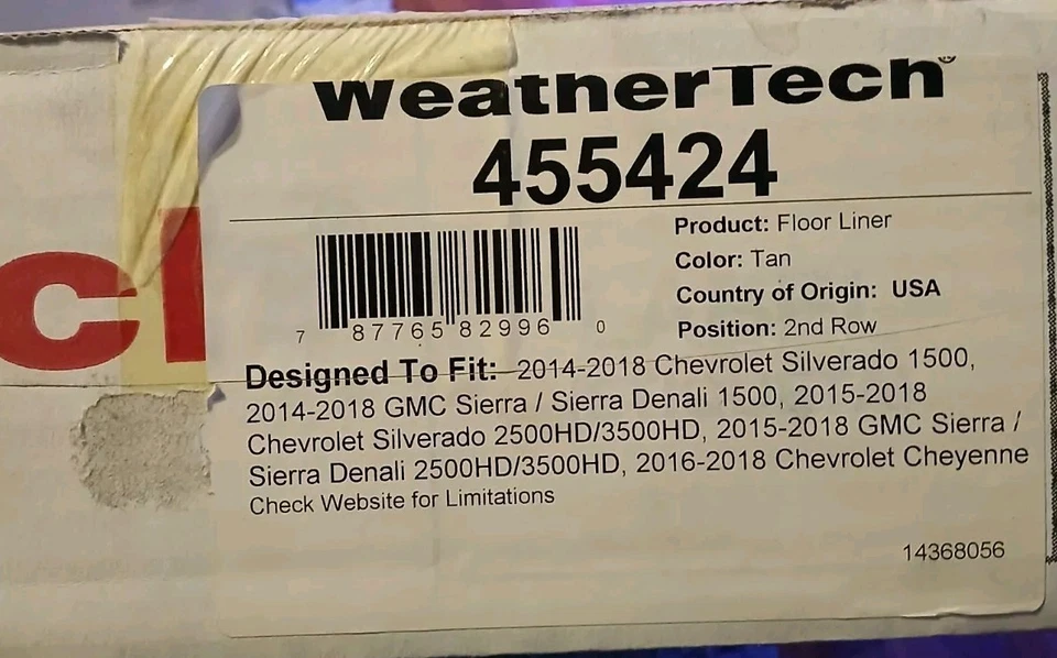 WeatherTech 455424 FloorLiner  2014-2018 Chevrolet Silverado 2500HD/3500HD Tan - Image 1 of 1