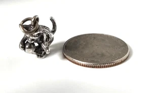 Sterling Silber Anhänger/Charm, 3D Katze - Bild 1 von 2