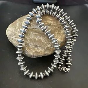 Sterling Silver Saucer Bead Hand Strung 8mm 19" Necklace 17436 - Picture 1 of 12