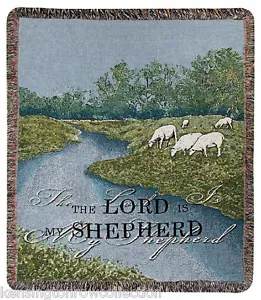 THE LORD IS MY SHEPHERD TAPESTRY THROW BLANKET - 50" X 60" - Picture 1 of 1