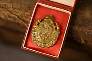 RARE Antique Boxed Kingdom of Yugoslavia Fireman Firefighter cap badge Serbia - Picture 1 of 13