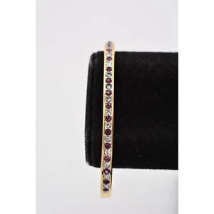 Swarovski Vintage Bangle Bracelet Purple Rhinestone Crystal Swan Signed BinAW - Picture 1 of 12