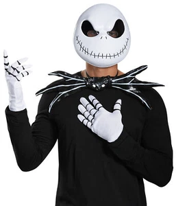 NIGHTMARE BEFORE CHRISTMAS JACK SKELLINGTON COSTUME KIT TIE GLOVES MASK DG87949 - Picture 1 of 1