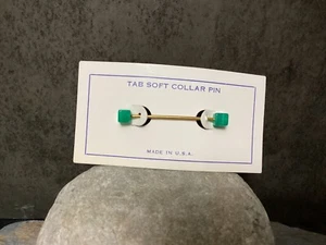 Vintage Collar Bar Pin Stay Green Cube End Mod - Imagen 1 de 4